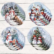 4 piezas/8 piezas Posavasos con tema navideño, almohadillas absorbentes con estampado navideño, tapetes para café, posavasos para cocina, mesa, habitación, decoración de bar, regalos navideños