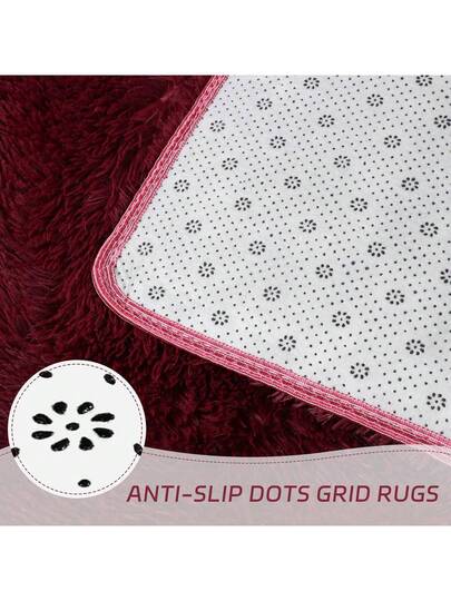 Moderne Indoor Shaggy Vloerkleed Bedroom Living Room Dorm Home ative Polyester Fiber, Sponge Filling Lightweight Bordeaux Plush Area Rugs Super Zachte Comfy Accent Festive Vloer Tapijt view 4
