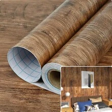 1 rolo de papel de parede autoadesivo com textura de madeira, à prova d'água, resistente a óleo, removível, para decoração de sala de estar, quarto, cozinha, papel de parede para mesa, porta de armário, película de cobertura para renovação, faça você mesmo, fácil instalação, adesivo de parede 17,7 pol. x 39,3 pol./118,1 pol./196,8 pol. - Ferrugem Marrom - Ver 3