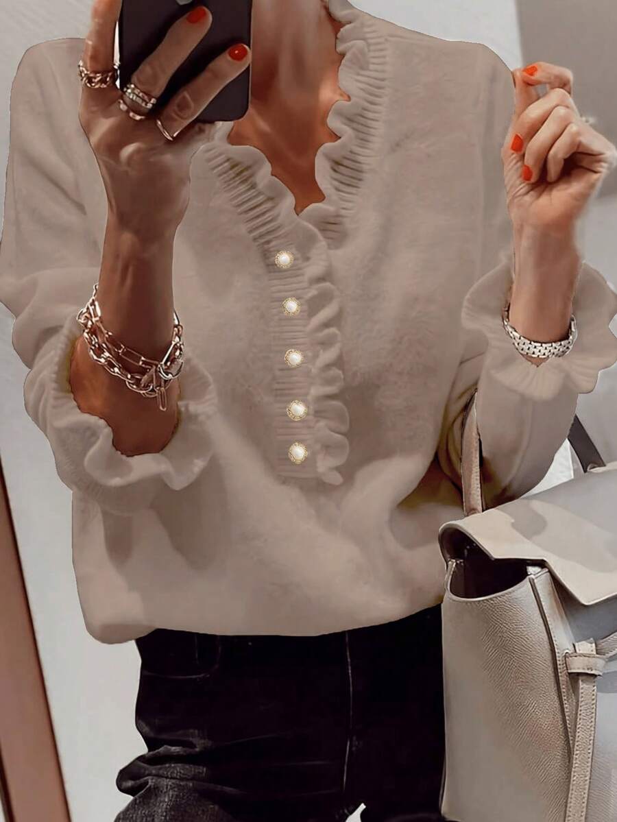 Women's Elegant V-Neck Casual Plus Size Knit Sweater