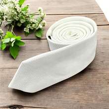 Solid Color Striped Men's Tie With Quality Texture, A Must-Have For Weddings, Business And Formal Occasions - White - View 3