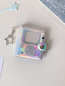 1 pièce Album photo Pentagramme de 2 pouces, album de collection de photos de passeport et d'autocollants, peut contenir 32 photos de 2 pouces, livré avec un porte-clés en forme d'étoile à accrocher sur un sac à dos, album pendentif brillant convenant aux fans