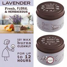 Soy wax candle in a tin with lavender scent ideal for home ambiance bathroom relaxation and aromatherapy 2.9 oz long-lasting fragrance eco-friendly and  perfect for creating a calming atmosphere in any space - morado - Ver 1