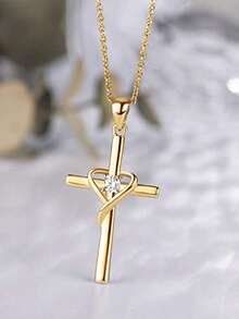 1 PC Fashion Cubic Zirconia Cross Necklace Pendant For Women Valentine's Day Gift Wedding Jewelry - 4# - View 15