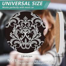 nuevoJuego de 2 posavasos de cerámica absorbente, murciélago fantasma de Halloween, posavasos de cerámica para portavasos y accesorios interiores de coche para mujeres y hombres - flores de la vendimia - Ver 3