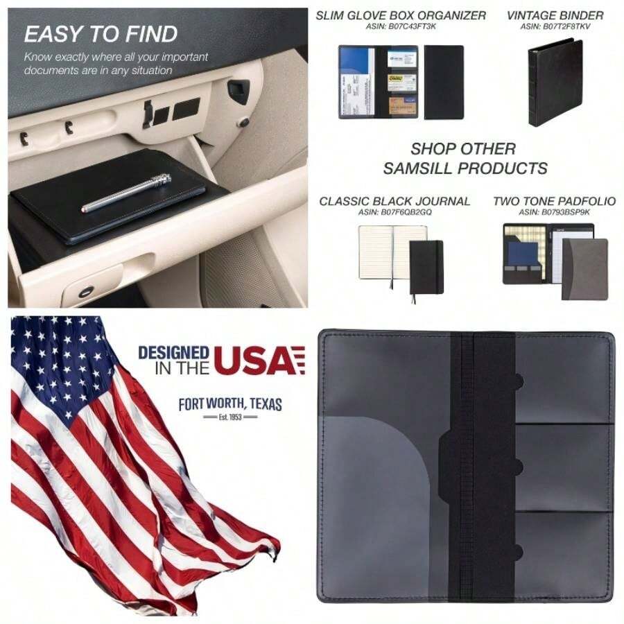 - Soporte para registro y  de automvil, organizador esencial para guanteras de vehculos, soporte para documentos de - 1 paquete + Negro - - Ver 1