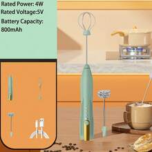 J-16 家用电动咖啡奶泡器，电动奶泡器，牛奶搅拌器，双头设计，三档速度调节，USB充电，奶泡器，打蛋器，咖啡奶泡器，ABS+304不锈钢材质 - 彩色 - 查看 1