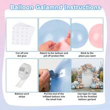 Kit de guirlande de ballons pour révélation du sexe (115 pièces), ballons roses et bleus sur fond gris et blanc, idéal pour une fête de révélation du sexe, une baby shower ou une fête d'anniversaire. - Bleu clair rose clair - Voir 3