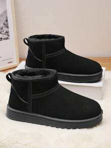 Botas de tobillo de moda con forro polar para hombre, botas de nieve cómodas y suaves con suela gruesa y fácil de poner, zapatos de invierno cortos y suaves