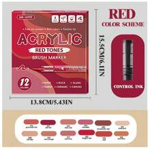 12 لون من أقلام الطلاء الأكريليك، بطرف فرشاة، بنظام حبر سائل مباشر، للقماش والصخور والزجاج والخشب والورق والقرع، لوازم فنية للأعمال اليدوية DIY - متعدد الألوان - مشاهدة 11