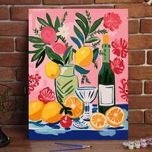 1pc Adult Digital Oil Painting Kit, DIY Acrylic Canvas Art, 40x50cm Floral And Citrus Artwork, Paint By Numbers, Handpainted Numbered, Suitable For Beginners, Home Wall Decor, Ideal Gift For Birthday, Father's Day, Christmas, Mother's Day - Multicolor - View 1