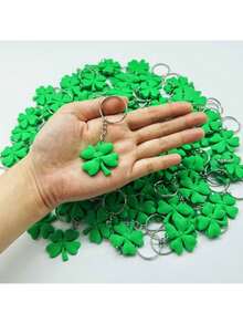 10pcs Four-Leaf Clover Keychain Pendant, Lucky Charm, Cute DIY Gift, Party, Family, Friends, St. Patrick's Day Gift - Multicolor - View 2