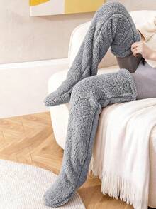 1 Pair Of Over The Knee Plush Socks, Pink, Light Gray, Keep The Legs Warm, Suitable For Both Men And Women, Suitable For Sleeping At Home In Winter, Cozy Socks - Multicolor - View 7