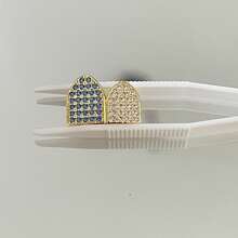 1pc Bling Bling Shiny Metal Full Zirconia Stone Hip Hop Teeth Grillz, Nightclub Shiny Accessory Unisex