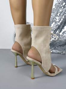 Women's Elegant Strap High Heel Sandals, Suitable For Commuting - Apricot - View 5