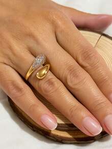 1 Piece Adjustable Open Ring Adjustable Accessories Gold Or Silver With Smooth And Studded Droplet Delicate Elegant Ideal For Daily Use European Fashion - Gold - View 3