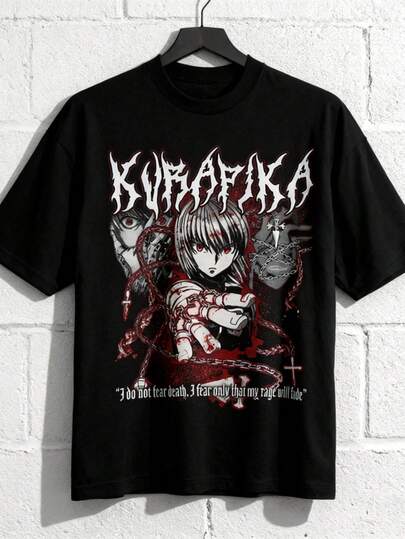 Camiseta Kurapika, ropa de anime, tops de anime manga Ropa de hombre Ropa de calle Moda de algodón Traje verde Estilo suave Sudadera Cuello redondo de verano