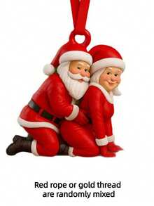 1pc-Naughty Santa Claus Keychain Pendant, Christmas Decoration, Car Rearview Mirror Pendant, Christmas Tree Decoration Pendant, Christmas Resin Ornament Creative Christmas Gift - Multicolor - View 7