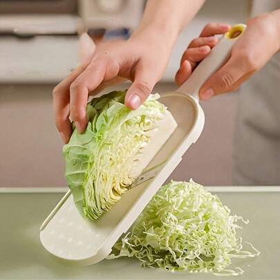 1 pieza Cortador y rebanador de col de plástico con mango ergonómico - Herramienta eficiente para cortar y rebanar vegetales como col, zanahorias, etc. - Perfecta para la preparación de ensaladas, herramienta de preparación de ensaladas | Encantadores utensilios de cocina | Material fácil de limpiar
