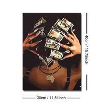 1/3 szt. Nieoprawiony czarny plakat ścienny z motywem kobiety w modzie, pieniądze, wydruk na płótnie, styl pop-art, estetyczny wystrój, obraz do dziewczęcego pokoju, sypialni, salonu, nowoczesnej dekoracji domu