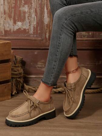 รองเท้าส้นสูงแบบผูกเชือกของผู้หญิง สไตล์ชุดทำงานย้อนยุค อเนกประสงค์ เหมาะสำหรับใส่ลำลอง ฤดูใบไม้ผลิ/ใบไม้ร่วง