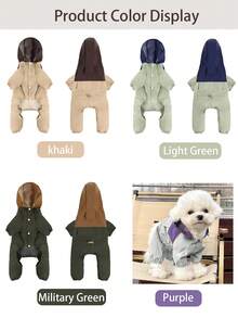 Pet Raincoat: Waterproof And Dustproof, All-Weather (Sunny/Rainy) Four-Leg Workwear, Suitable For Small And Medium Dogs - Contrast Color Design Windbreaker, TPU Waterproof Breathable Fabric, Neck Opening Can Connect Chest Harness/Leash, Easy Snap Fasteners, Elastic Cuffs And Crotch - Multicolor - View 7