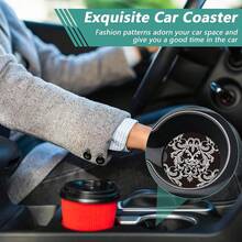 nuevoJuego de 2 posavasos de cerámica absorbente, murciélago fantasma de Halloween, posavasos de cerámica para portavasos y accesorios interiores de coche para mujeres y hombres - flores de la vendimia - Ver 7