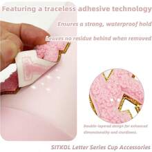 AFRT Cute Letter Charm Set Compatible With Owala Water Bottle 24 Oz 32 Oz 40 Oz Owala Owala Coffee Tumbler Owala FreeSip Includes Handle Strap For Owala Accessories And Stanley Cup Accessories - Hồng - Xem 3