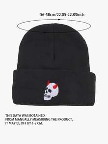 1 件男士 3D 字母刺绣针织帽，户外保暖冬季帽子秋季服装 - 黑2 - 查看 4