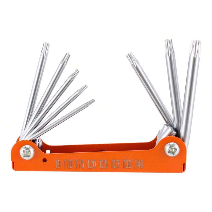 Juego de 8 Llaves Torx Estrella Tipo Navaja FUMETAX | Kit Plegable T9-T40 Acero Cromo Vanadio | Electrónica, Auto y Reparación DIY SW-13402 - Plateado - Ver 1