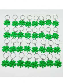 10pcs Four-Leaf Clover Keychain Pendant, Lucky Charm, Cute DIY Gift, Party, Family, Friends, St. Patrick's Day Gift - Multicolor - View 4