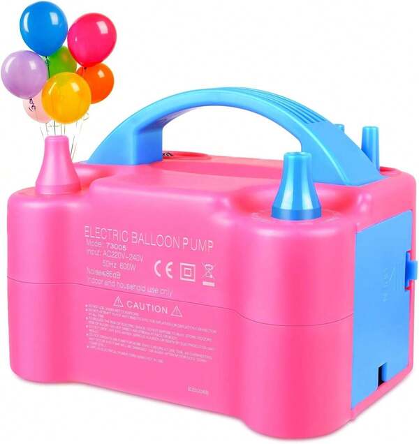 Portable Balloon Pump Electric, KEEBAPOO Air Blower Dual Nozzle Balloon Iator For Party Dration And Event - Pink