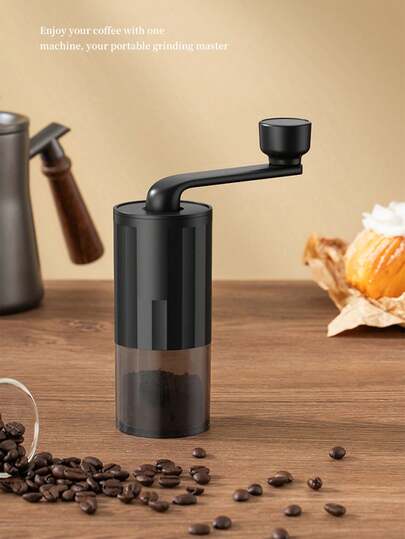 1 pieza Molinillo de café manual portátil con tolva transparente, cámara de polvo de gran capacidad, fabricante de café manual para el hogar/dormitorio