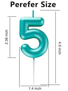 Lumânări pentru tort de ziua de naștere cu cifre albastre deschise, decorațiuni metalice pentru tort, potrivite pentru ziua de naștere, aniversare, dezvăluirea genului, petrecere a burlacilor, absolvire - temă prințesă, fără pene, lumânări multifuncționale pentru sărbători, nu necesită electricitate - Bleu - Vizualizare 14