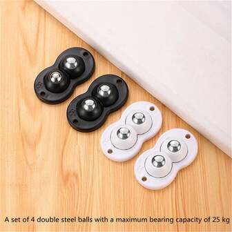 4pcs Adhesive Omnidirectional Casters Roller Wheels For Furniture And Appliances, No Drilling Required
