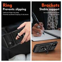 Metal Frame Phone Case With Hidden Card Holder, Compatible With IPhone 17, 16, 15, 14, 13 Pro Max,  S25, S24, 23, S22, And A Series Models. Stylish, Elegant, And Beautiful. - 紅色 - 查看 11