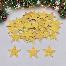 50pcs 1.26 Inch Gold Five-Pointed Star Paper Pieces, Suitable For Christmas Decoration, Tabletop Decor, Party Decoration - Gold - View 2