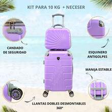 10kg 20-Inch Suitcase + Toiletry Bag Undocumented Lightweight Durable Carry-On Waterproof - Lilac Purple - View 2