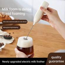 OBOVAY Espumador de leche eléctrico potente, mini espumador de leche, a batería (batería no incluida), apto para latte, capuchino, chocolate, espumador de leche portátil, espumador de café eléctrico inalámbrico mini, espumador manual, regalo de Navidad