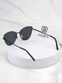 1pc Metal Cat Eye Decorative Glasses, New European & American Cat Eye Fashion Glasses, Personalized Street Style Fashion Glasses