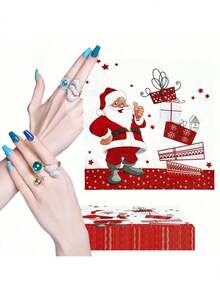 40pcs Christmas Napkins, Paper Napkins With Santa Claus Patterns, Christmas Dinner Napkins, Christmas Cocktail Napkins, Christmas Dinner Gift Napkins - Multicolor - View 3