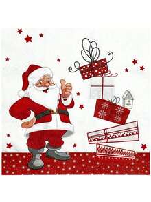 40 件圣诞餐巾纸、圣诞老人图案纸巾、圣诞晚餐餐巾纸、圣诞鸡尾酒餐巾纸、圣诞晚餐礼品餐巾纸 - 彩色 - 查看 3