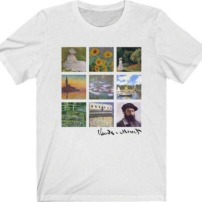 Camiseta estética Monet con collage de pintura, ropa estética Monet, camiseta de bellas artes, camiseta de lirios de agua y flores de sol, ropa Claude Monet I-ndie220 g T-Shirt Unisex de Moda – Corte Moderno y Material Fresco blusas elegantes dama mujer premium disfraz halloween navidad blusas para dama casuales