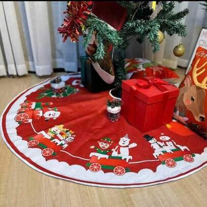 1pc/6 Styles To Choose From Freely.Festive Decoration, Polyester Material, Suitable For Home And Party Use, Christmas Decoration.Santa Claus Christmas Tree Skirt - Holiday Atmosphere Decoration, Polyester Material, Home And Party Holiday Decoration