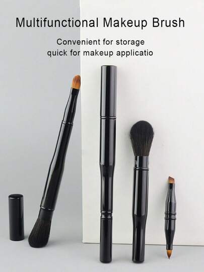 طقم فرش مكياج متعددة الوظائف 2 في 1 جديد، يشمل فرشاة أحمر الخدود، فرشاة الشفاه، فرشاة البرايتنر، فرشاة البودرة، فرشاة الكونسيلر، فرشاة التفاصيل، محمول وسهل الاستخدام، مناسب للمبتدئين