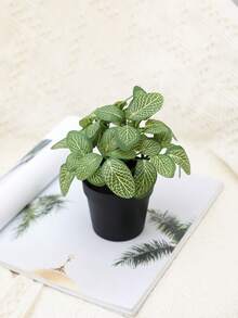 1pc Realistic Textured Green Plant Pot, Suitable For All Seasons For Home Living Room, Dining Room, Fireplace In The Living Room, Aesthetic Room, Office, Desktop Decoration. Also Suitable For Festival Parties And Outdoor Decorations. Durable And Reusable Decorative Item. - Green - View 6