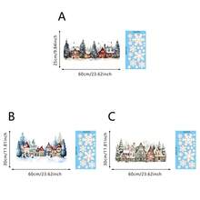 1/3pcs Christmas Small Town Window Sticker, Static Adsorption Christmas Holiday Decorations,No Residue Removable Home Door Glass Sticker, Easy To Apply PVC Christmas Decorations - Multicolor - View 3
