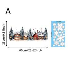 1/3pcs Christmas Small Town Window Sticker, Static Adsorption Christmas Holiday Decorations,No Residue Removable Home Door Glass Sticker, Easy To Apply PVC Christmas Decorations - Multicolor - View 8