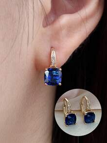 1 对优雅高端交织金色锆石女士吊坠耳环，适合日常和派对佩戴