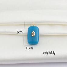 1pc Copper Geometric Natural Stone Pendant, DIY Micro-Inlaid Diamond, Agate, Turquoise Bracelet, Necklace, Earrings, Charms, Fashionable & Versatile Jewelry Accessories - Multicolor - View 15